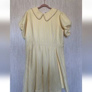 Ivy City Size 1X Celine Dress Yellow Puffy Sleeves Tweed